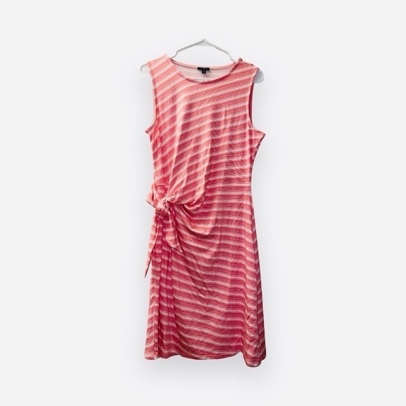 Talbots Dresses & Skirts - Talbots NWT Pink White Stripe Side Cinch Knee Length Dress size large petite